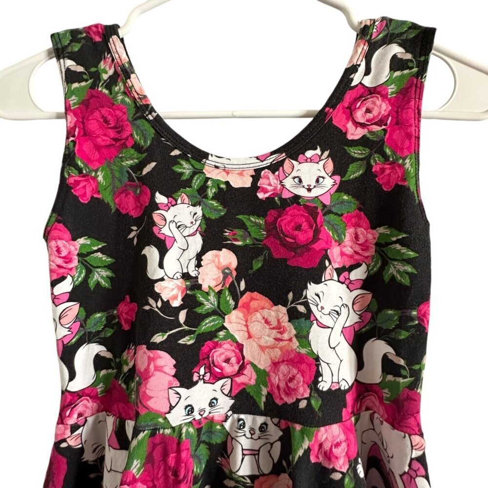 Wild Rich Kids Twirl Dress girls Size 11/12 Disney Marie Floral Black sleeveless